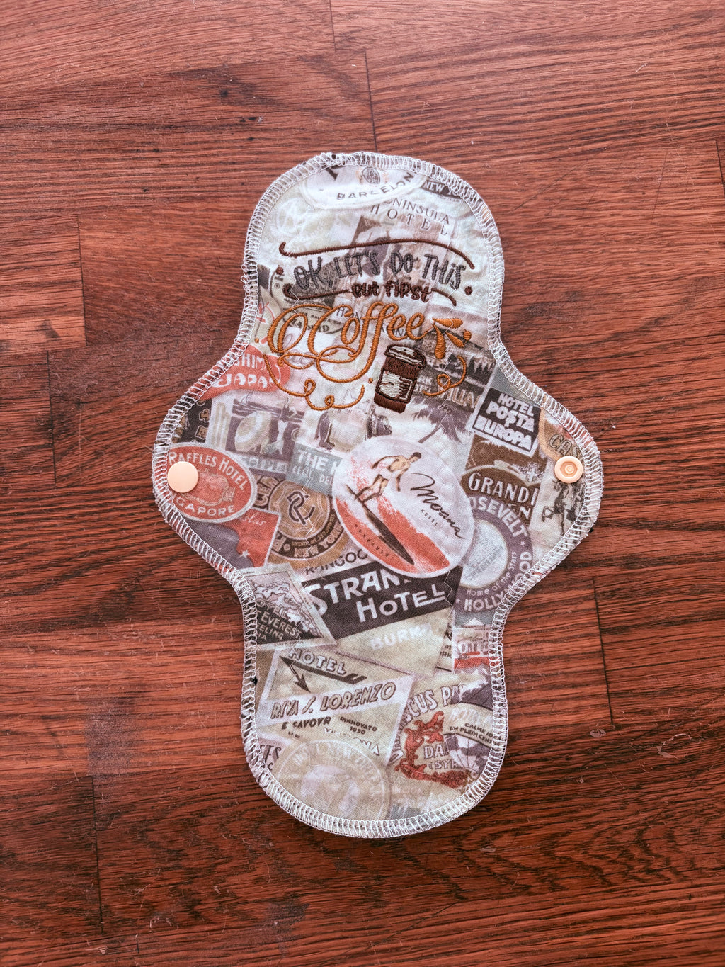 10” moderate flow cloth “but first, coffee”