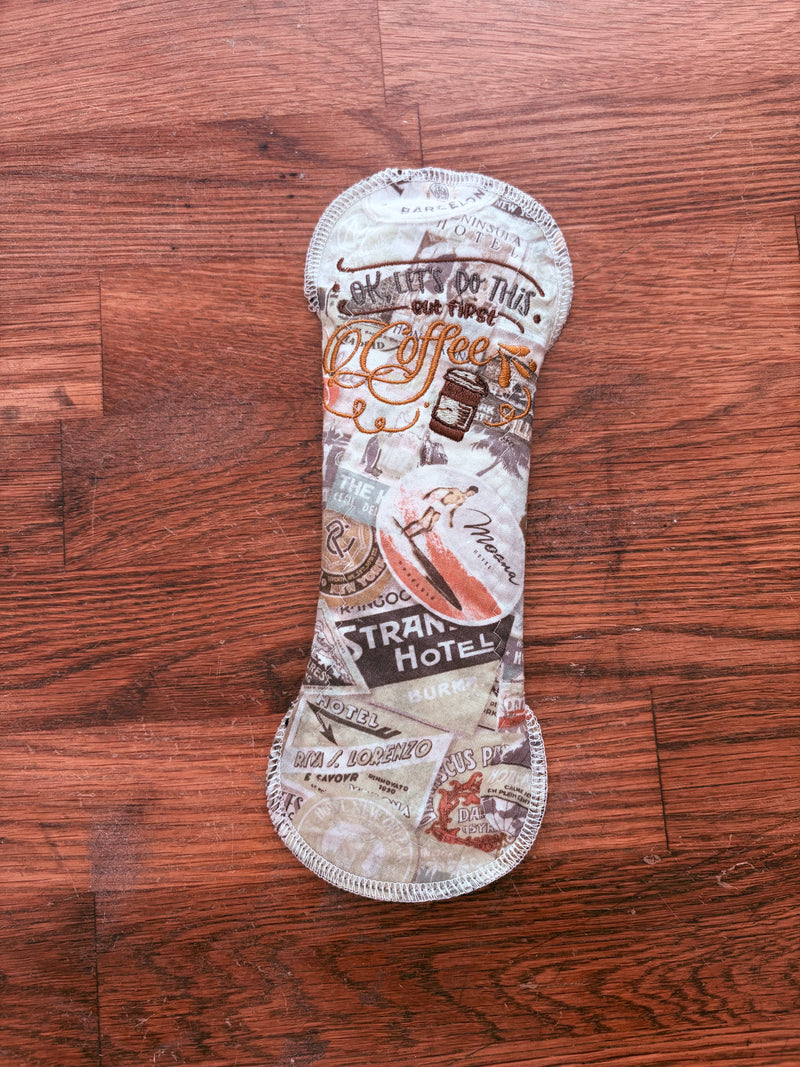 10” moderate flow cloth “but first, coffee”