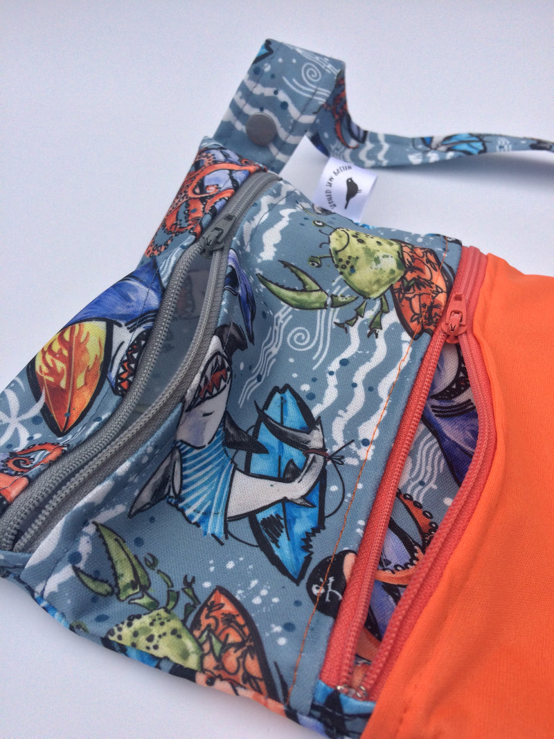 Dual pocket PUL zippered wetbag