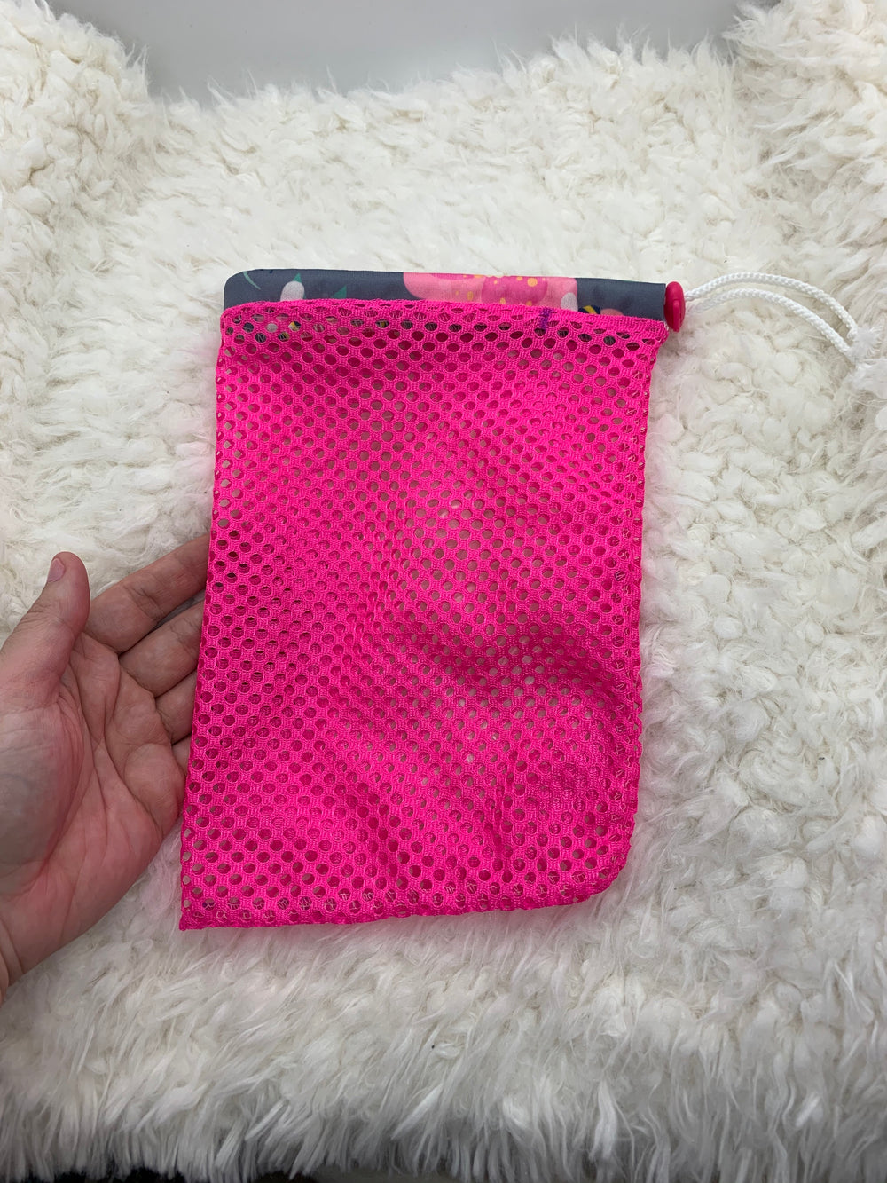 Pink mesh bag