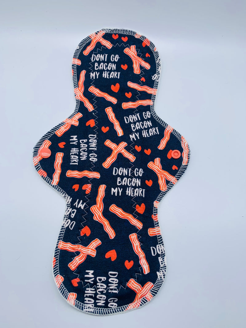 Light flow PUL cloth reusable pad “don’t go bacon my heart”