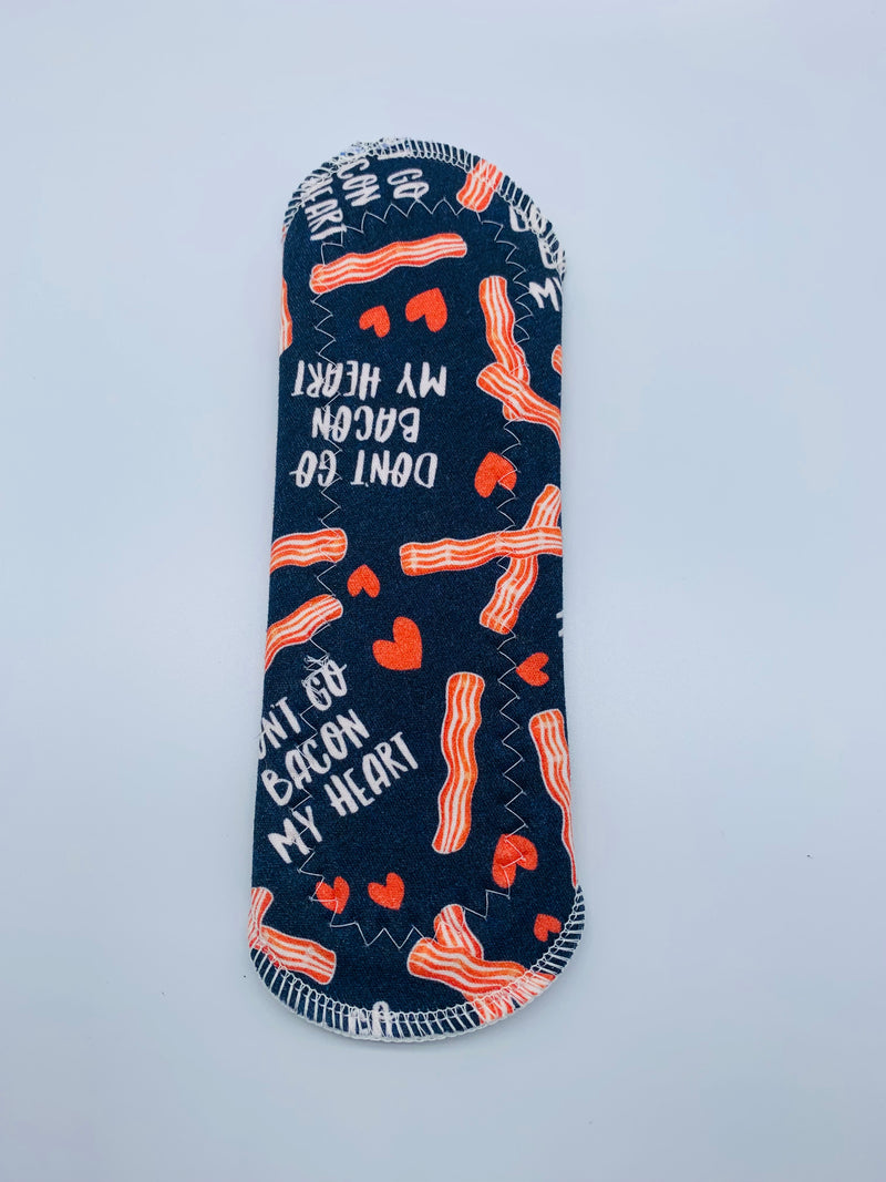 Light flow PUL cloth reusable pad “don’t go bacon my heart”