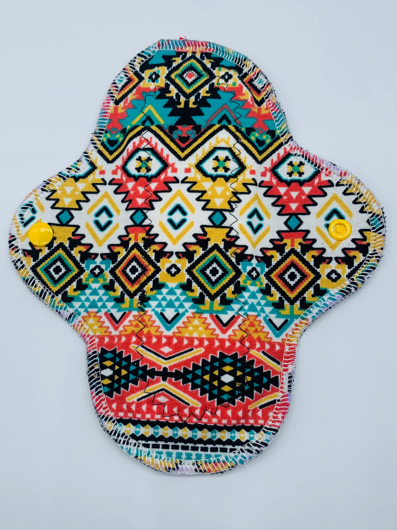 8” moderate flow cloth reusable pads “Aztec vibes”