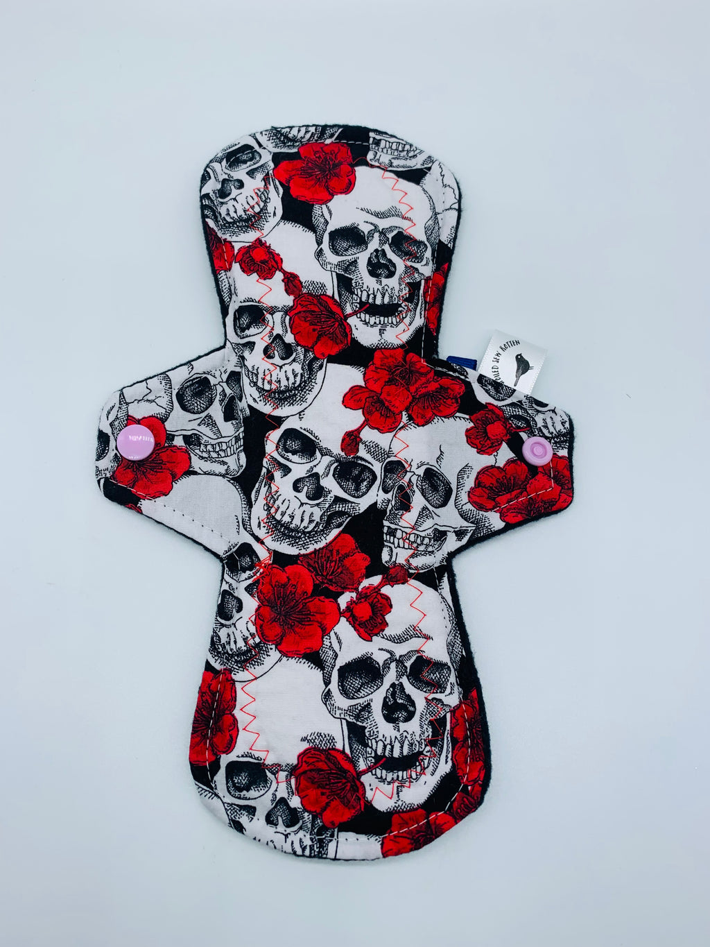 10” heavy flow cloth reusable pads “skulls and roses”