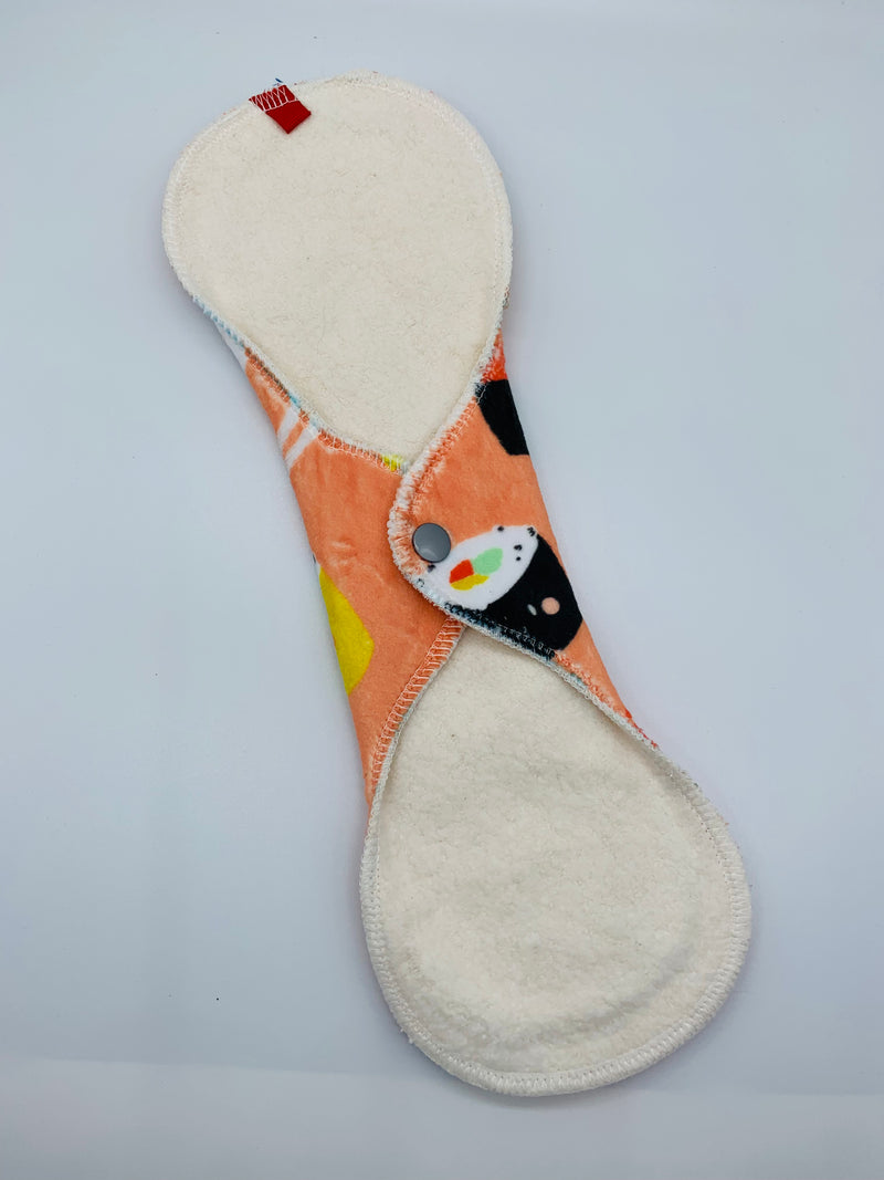 Moderate flow PUL cloth reusable pad “sushi date”