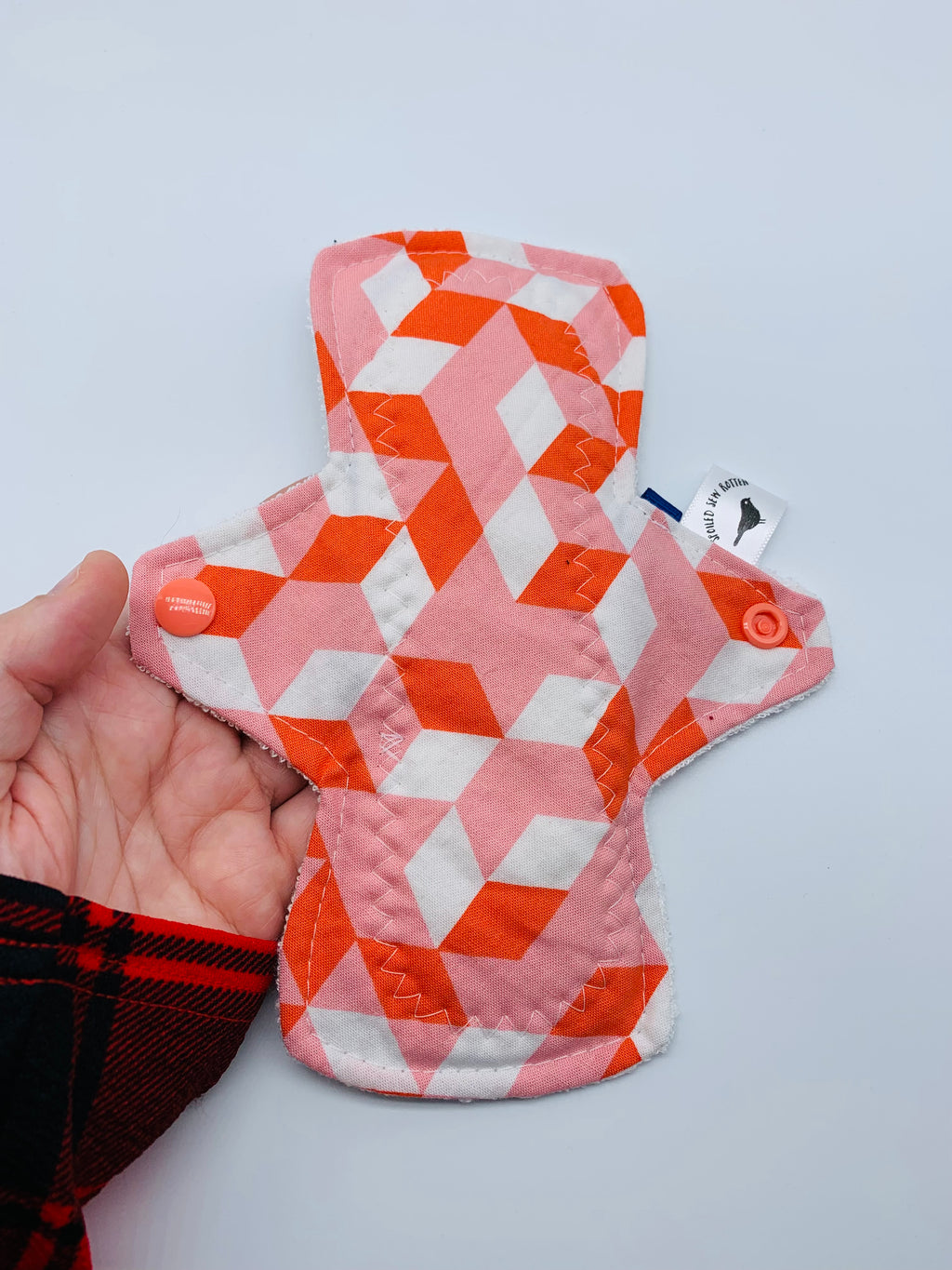 8” heavy flow PUL backed pad “geometric valentine”