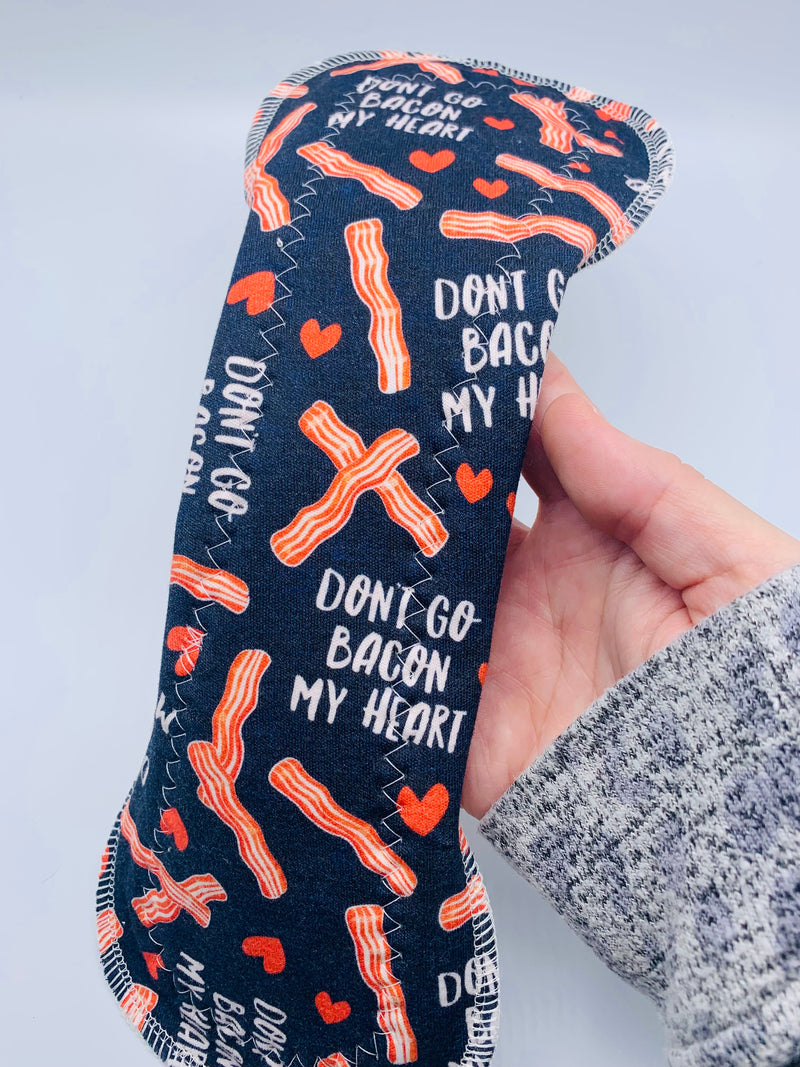 Light flow PUL cloth reusable pad “don’t go bacon my heart”