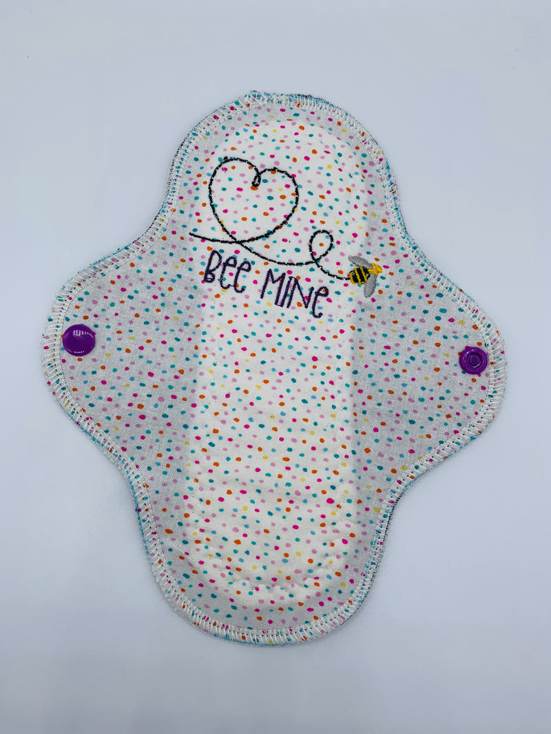 8” moderate flow cloth reusable pads “bee mine”