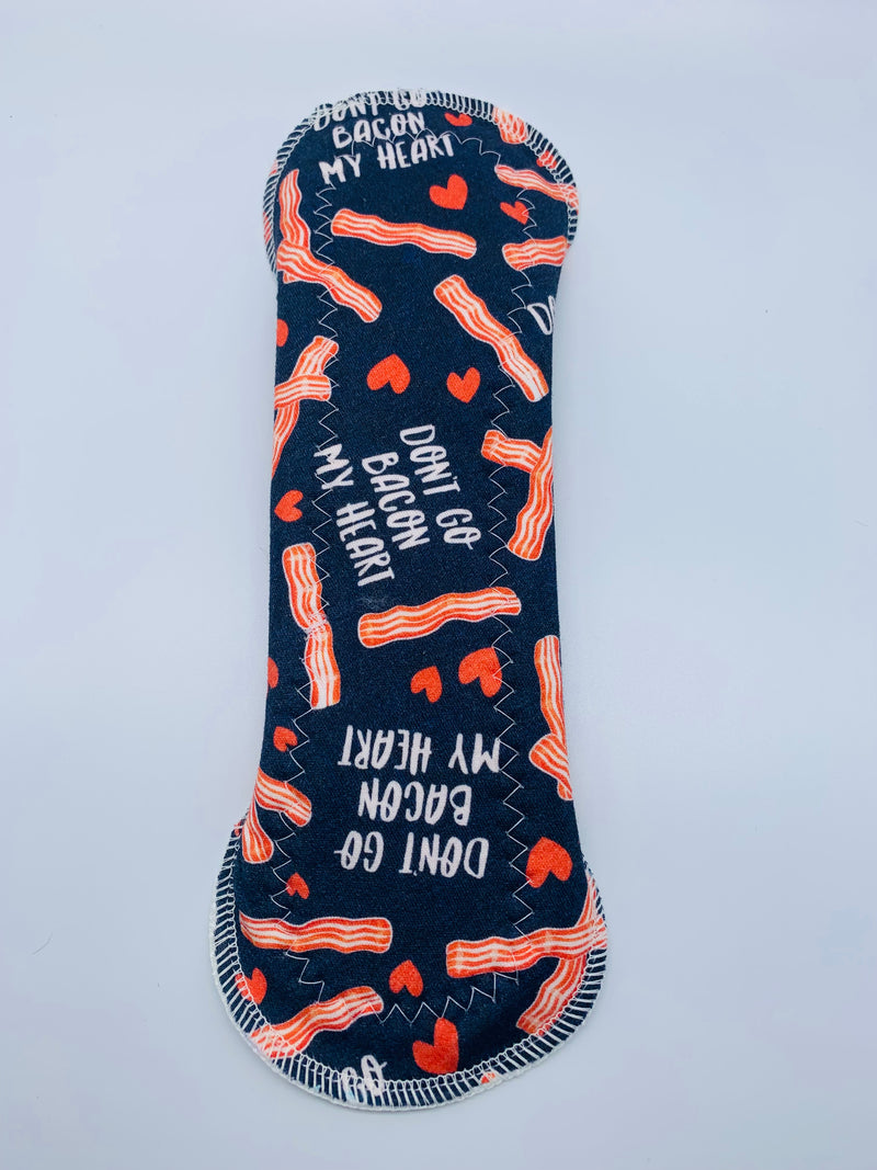 Light flow PUL cloth reusable pad “don’t go bacon my heart”