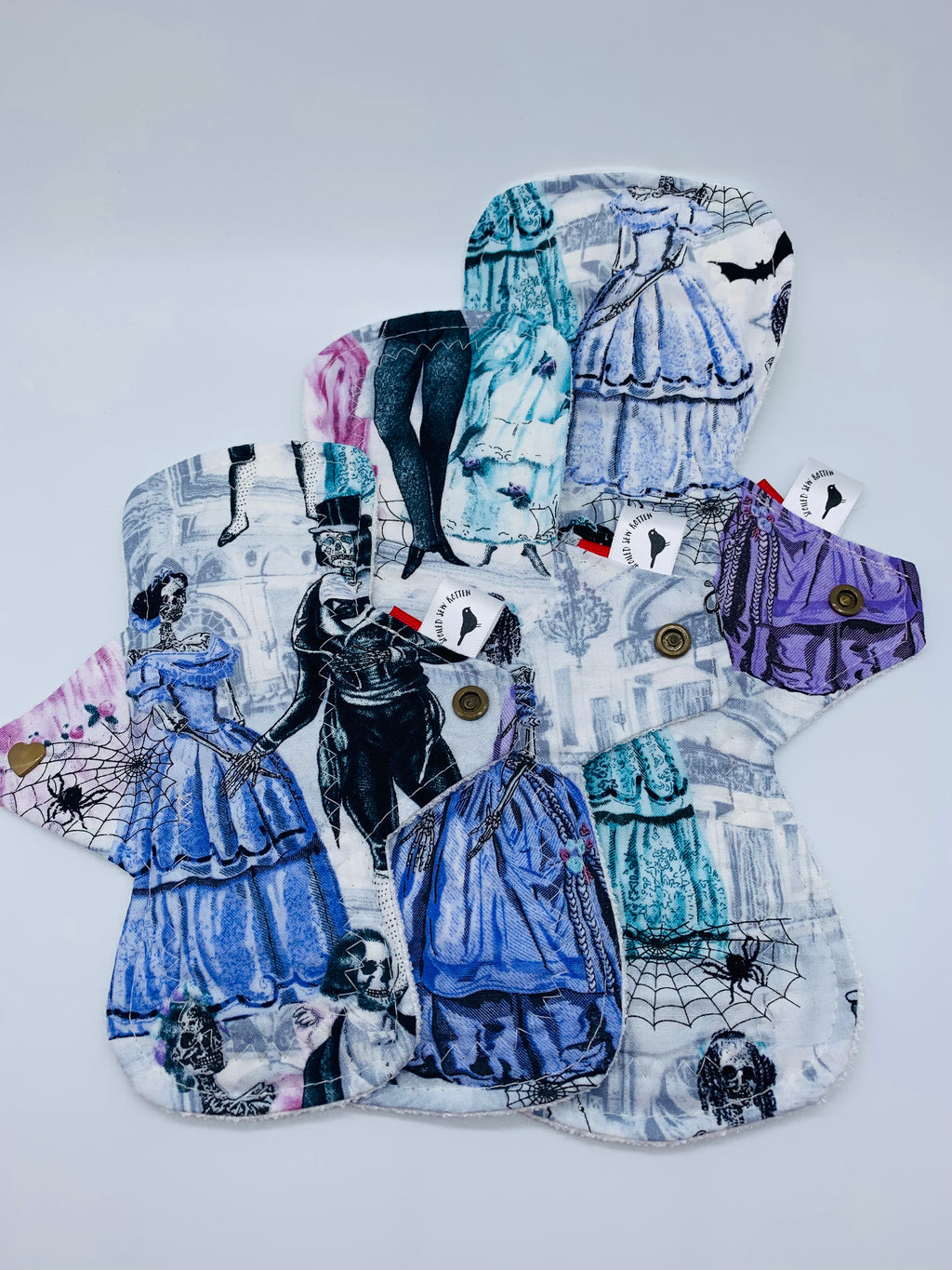 Moderate flow PUL backed cloth reusable pads “Midnight masquerade”