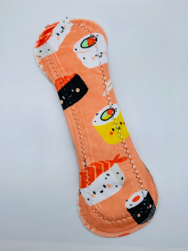 Moderate flow PUL cloth reusable pad “sushi date”