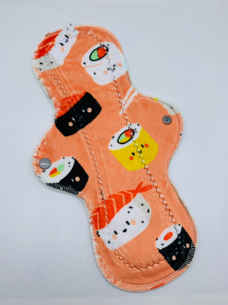 Moderate flow PUL cloth reusable pad “sushi date”