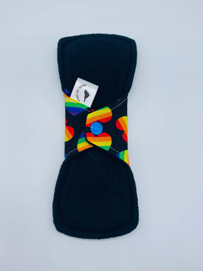 8” heavy flow cloth reusable pad “rainbow love”